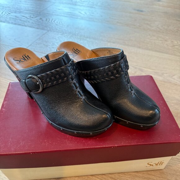 Sofft Black leather heeled mule size 7 - Picture 2 of 7